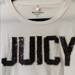 NEW Juicy Couture Cream sequined T-shirt - Large